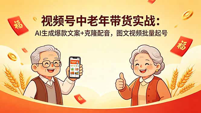 视频号中老年带货实战:AI生成爆款文案+克隆配音,图文视频批量起号牛品源码-源码下载-源码社区-zblog主题插件-PHP源码-三合一源码-直播源码-短视频源码-APP源码-即时通讯-源码-交友源码牛品源码