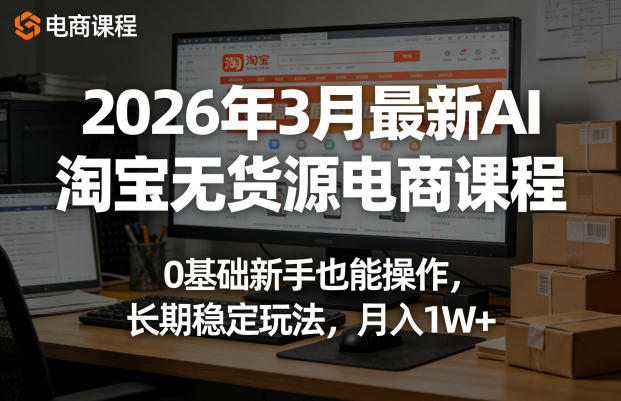 2026年3月最新AI淘宝无货源电商课程,0基础新手也能操作,长期稳定玩法,月入1W+(更新0415)牛品源码-源码下载-源码社区-zblog主题插件-PHP源码-三合一源码-直播源码-短视频源码-APP源码-即时通讯-源码-交友源码牛品源码