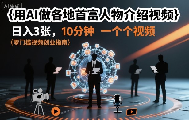 用AI做各地首富人物介绍视频，日入3张，10分钟一个视频牛品源码-源码下载-源码社区-zblog主题插件-PHP源码-三合一源码-直播源码-短视频源码-APP源码-即时通讯-源码-交友源码牛品源码
