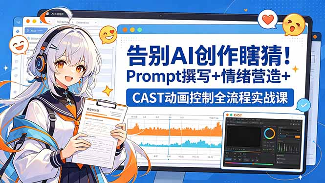 告别AI创作瞎猜!Prompt撰写+情绪营造+CAST动画控制全流程实战课牛品源码-源码下载-源码社区-zblog主题插件-PHP源码-三合一源码-直播源码-短视频源码-APP源码-即时通讯-源码-交友源码牛品源码