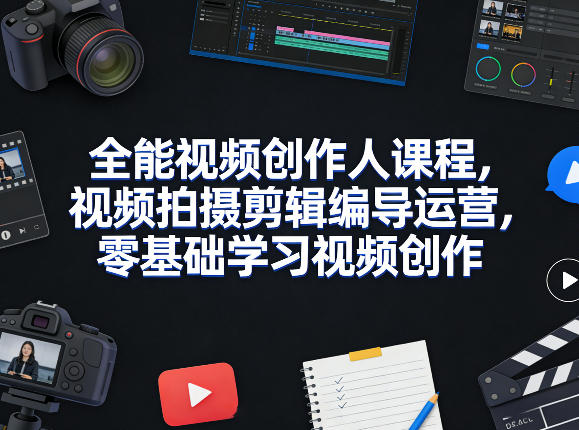 全能视频创作人课程，视频拍摄剪辑编导运营，零基础学习视频创作(更新2026年3月)牛品源码-源码下载-源码社区-zblog主题插件-PHP源码-三合一源码-直播源码-短视频源码-APP源码-即时通讯-源码-交友源码牛品源码