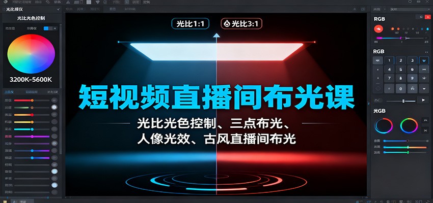 短视频直播间布光课：光比光色控制、三点布光、人像光效、古风直播间布光牛品源码-源码下载-源码社区-zblog主题插件-PHP源码-三合一源码-直播源码-短视频源码-APP源码-即时通讯-源码-交友源码牛品源码