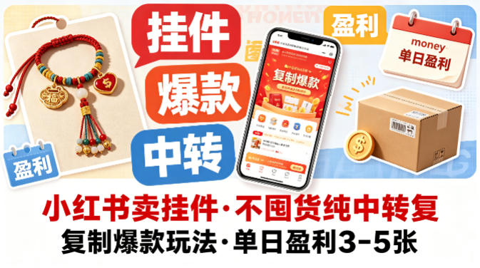 小红书卖挂件，不囤货纯中转复制爆款玩法，单日盈利3-5张牛品源码-源码下载-源码社区-zblog主题插件-PHP源码-三合一源码-直播源码-短视频源码-APP源码-即时通讯-源码-交友源码牛品源码