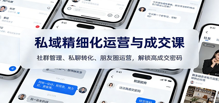 私域精细化运营与成交课：社群管理、私聊转化、朋友圈运营，解锁高成交密码牛品源码-源码下载-源码社区-zblog主题插件-PHP源码-三合一源码-直播源码-短视频源码-APP源码-即时通讯-源码-交友源码牛品源码