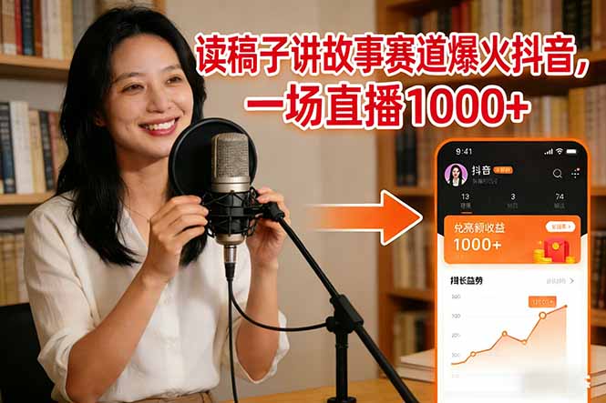 读稿子讲故事赛道爆火抖音,一场直播日入1000+牛品源码-源码下载-源码社区-zblog主题插件-PHP源码-三合一源码-直播源码-短视频源码-APP源码-即时通讯-源码-交友源码牛品源码