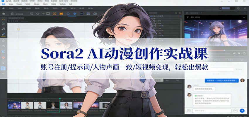 Sora2 AI动漫创作实战课:账号注册/提示词/人物声画一致/短视频变现,轻松出爆款牛品源码-源码下载-源码社区-zblog主题插件-PHP源码-三合一源码-直播源码-短视频源码-APP源码-即时通讯-源码-交友源码牛品源码