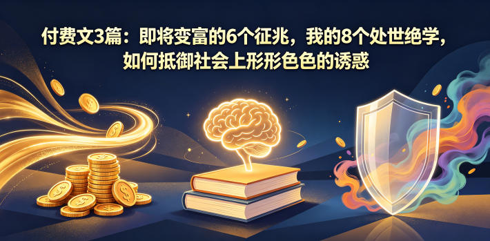 付费文3篇：即将变富的6个征兆，我的8个处世绝学，如何抵御社会上形形色色的诱惑牛品源码-源码下载-源码社区-zblog主题插件-PHP源码-三合一源码-直播源码-短视频源码-APP源码-即时通讯-源码-交友源码牛品源码