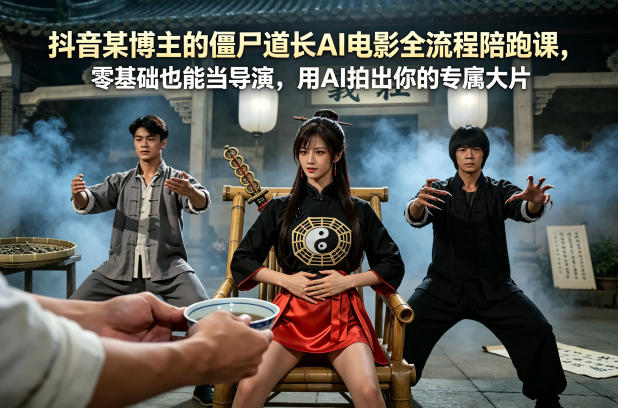 抖音某博主的僵尸道长AI电影全流程陪跑课，零基础也能当导演，用AI拍出你的专属大片牛品源码-源码下载-源码社区-zblog主题插件-PHP源码-三合一源码-直播源码-短视频源码-APP源码-即时通讯-源码-交友源码牛品源码