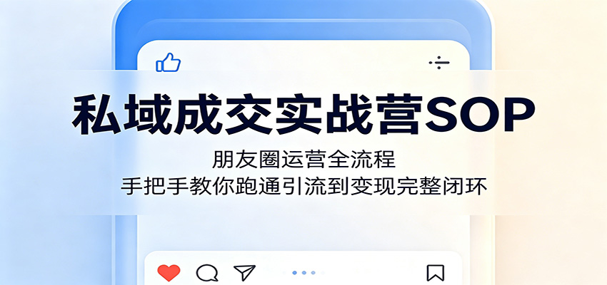 私域成交实战营SOP:朋友圈运营全流程,手把手教你跑通引流到变现完整闭环牛品源码-源码下载-源码社区-zblog主题插件-PHP源码-三合一源码-直播源码-短视频源码-APP源码-即时通讯-源码-交友源码牛品源码