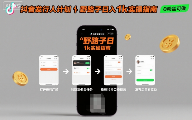 抖音发行人计划全新野路子玩法，随时随地，只要有手机，就能操作，日入1k+【揭秘】牛品源码-源码下载-源码社区-zblog主题插件-PHP源码-三合一源码-直播源码-短视频源码-APP源码-即时通讯-源码-交友源码牛品源码