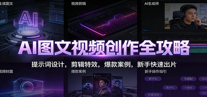 AI图文视频创作全攻略：提示词设计，剪辑特效，爆款案例，新手快速出片牛品源码-源码下载-源码社区-zblog主题插件-PHP源码-三合一源码-直播源码-短视频源码-APP源码-即时通讯-源码-交友源码牛品源码