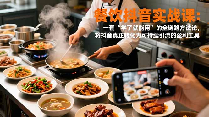 餐饮抖音实战课：一套“学了就能用”的全链路方法论，将抖音真正转化为可持续引流的盈利工具牛品源码-源码下载-源码社区-zblog主题插件-PHP源码-三合一源码-直播源码-短视频源码-APP源码-即时通讯-源码-交友源码牛品源码