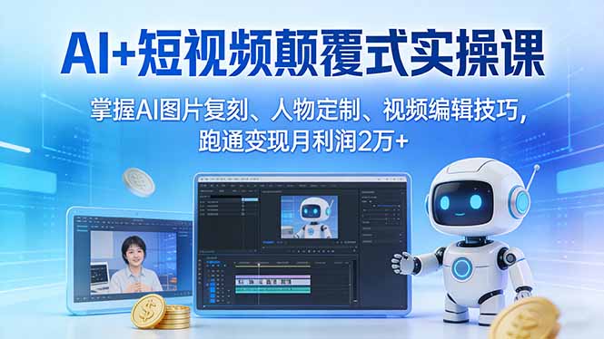 AI+短视频颠覆式实操课:掌握AI图片复刻、人物定制、视频编辑技巧,跑通变现月利润2万+牛品源码-源码下载-源码社区-zblog主题插件-PHP源码-三合一源码-直播源码-短视频源码-APP源码-即时通讯-源码-交友源码牛品源码