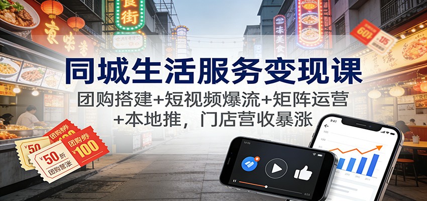 同城生活服务变现课:团购搭建+短视频爆流+矩阵运营+本地推,门店营收暴涨牛品源码-源码下载-源码社区-zblog主题插件-PHP源码-三合一源码-直播源码-短视频源码-APP源码-即时通讯-源码-交友源码牛品源码