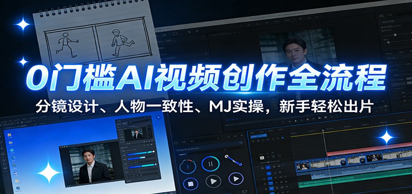 0门槛AI视频创作全流程：分镜设计、人物一致性、MJ实操，新手轻松出片牛品源码-源码下载-源码社区-zblog主题插件-PHP源码-三合一源码-直播源码-短视频源码-APP源码-即时通讯-源码-交友源码牛品源码