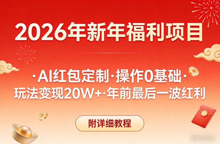 新年福利项目，AI红包定制，操作0基础，玩法变现20W+年前最后一波红利，附详细教程牛品源码-源码下载-源码社区-zblog主题插件-PHP源码-三合一源码-直播源码-短视频源码-APP源码-即时通讯-源码-交友源码牛品源码