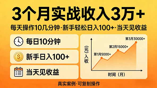 3个月实战收入3万+,每天操作10几分钟,新手轻松日入100+,当天见收益牛品源码-源码下载-源码社区-zblog主题插件-PHP源码-三合一源码-直播源码-短视频源码-APP源码-即时通讯-源码-交友源码牛品源码