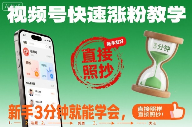 视频号快速涨粉教学，新手3分钟就能学会，直接照抄！牛品源码-源码下载-源码社区-zblog主题插件-PHP源码-三合一源码-直播源码-短视频源码-APP源码-即时通讯-源码-交友源码牛品源码