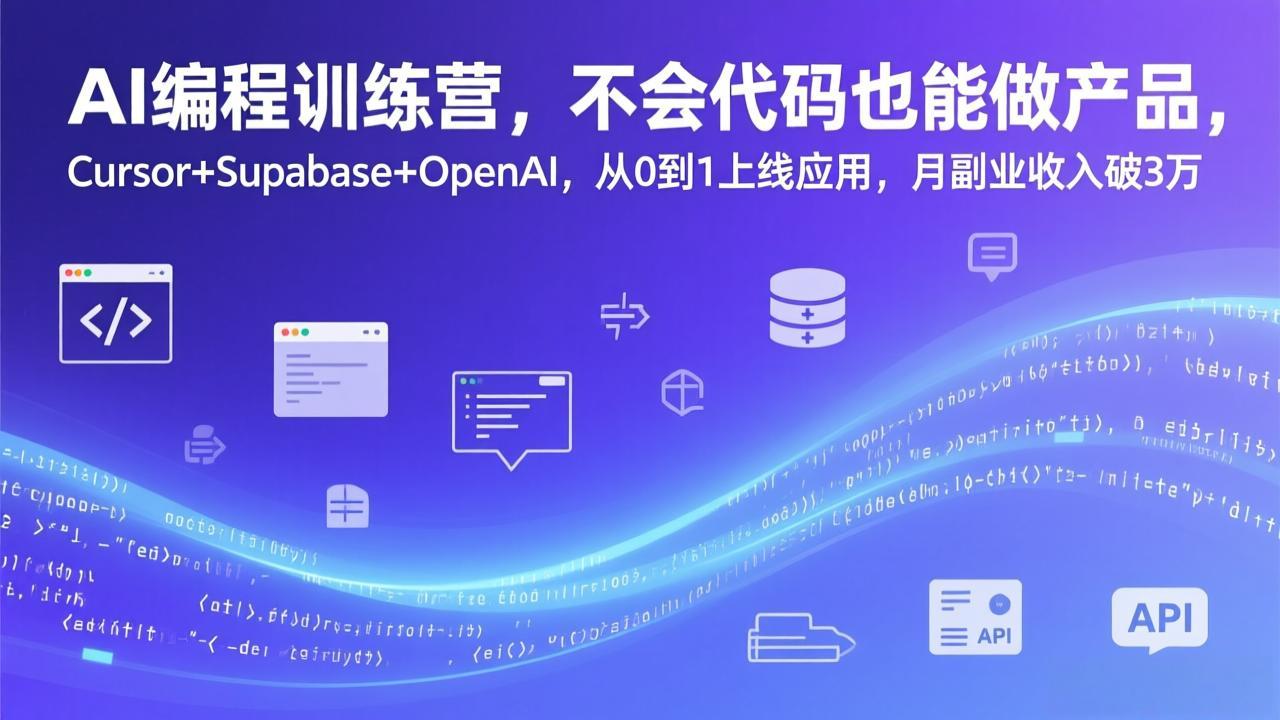 AI编程训练营,不会代码也能做产品,Cursor+Supabase+OpenAI,从0到1上线应用,月副业收入破3万牛品源码-源码下载-源码社区-zblog主题插件-PHP源码-三合一源码-直播源码-短视频源码-APP源码-即时通讯-源码-交友源码牛品源码