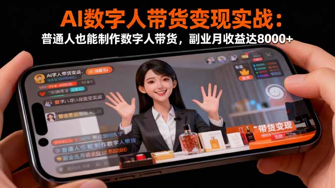 AI数字人带货变现实战:普通人也能制作数字人带货,副业月收益达8000+牛品源码-源码下载-源码社区-zblog主题插件-PHP源码-三合一源码-直播源码-短视频源码-APP源码-即时通讯-源码-交友源码牛品源码