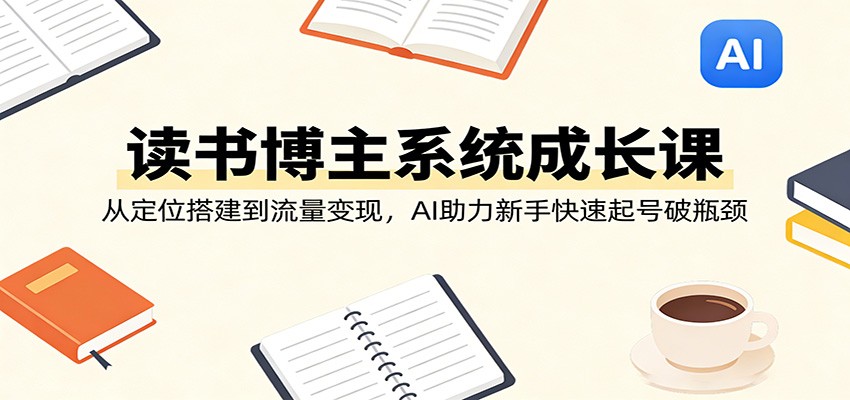 读书博主系统成长课：从定位搭建到流量变现，AI助力新手快速起号破瓶颈牛品源码-源码下载-源码社区-zblog主题插件-PHP源码-三合一源码-直播源码-短视频源码-APP源码-即时通讯-源码-交友源码牛品源码
