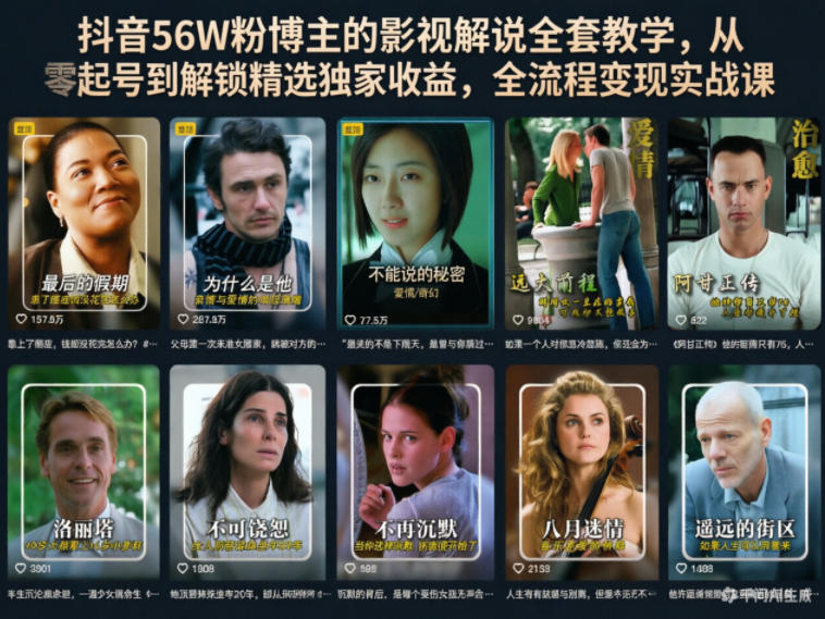 抖音56W粉博主的影视解说全套教学,从零起号到解锁精选独家收益,全流程变现实战课牛品源码-源码下载-源码社区-zblog主题插件-PHP源码-三合一源码-直播源码-短视频源码-APP源码-即时通讯-源码-交友源码牛品源码