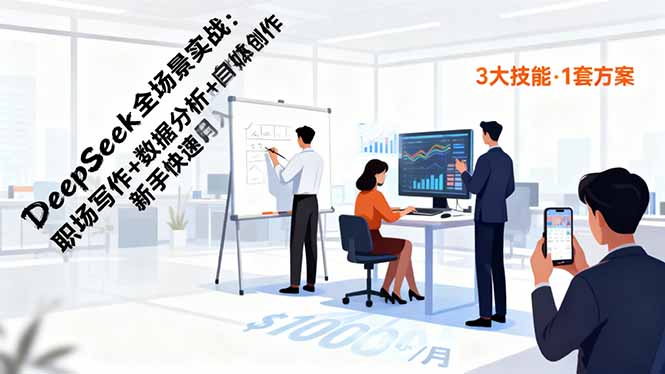 DeepSeek全场景实战：职场写作+数据分析+自媒体创作，新手快速月入过万牛品源码-源码下载-源码社区-zblog主题插件-PHP源码-三合一源码-直播源码-短视频源码-APP源码-即时通讯-源码-交友源码牛品源码