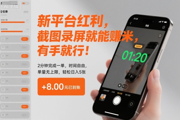 新平台红利，截图录屏就能賺米，有手就行！2分钟完成一单，时间自由，单量无上限，轻松日入5张【揭秘】牛品源码-源码下载-源码社区-zblog主题插件-PHP源码-三合一源码-直播源码-短视频源码-APP源码-即时通讯-源码-交友源码牛品源码