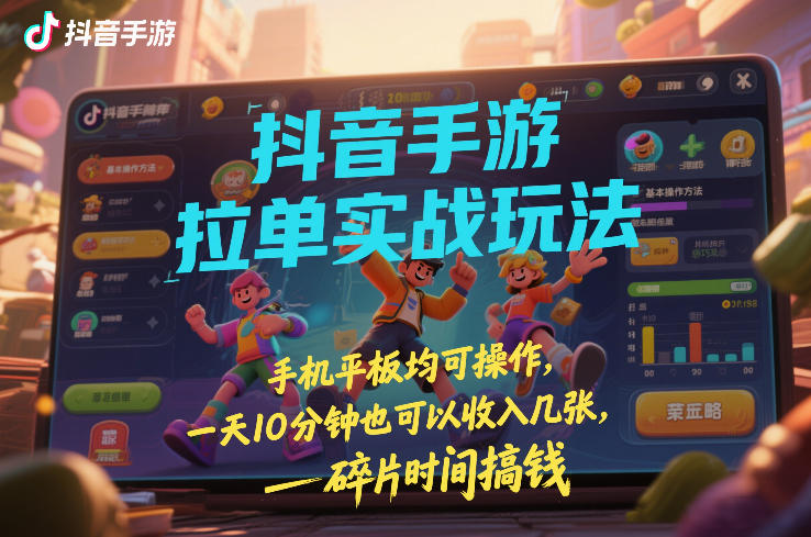 抖音手游拉单实战玩法，手机平板均可操作，一天10分钟也可以收入几张，碎片时间搞钱【揭秘】牛品源码-源码下载-源码社区-zblog主题插件-PHP源码-三合一源码-直播源码-短视频源码-APP源码-即时通讯-源码-交友源码牛品源码