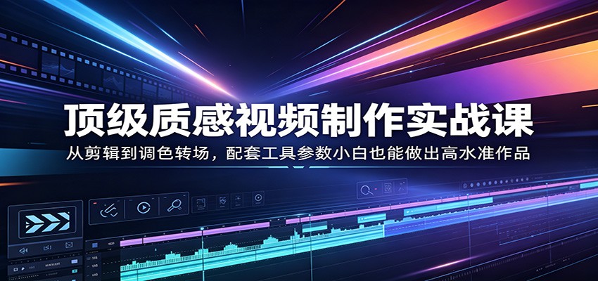 顶级质感视频制作实战课:从剪辑到调色转场,配套工具参数小白也能做出高水准作品牛品源码-源码下载-源码社区-zblog主题插件-PHP源码-三合一源码-直播源码-短视频源码-APP源码-即时通讯-源码-交友源码牛品源码