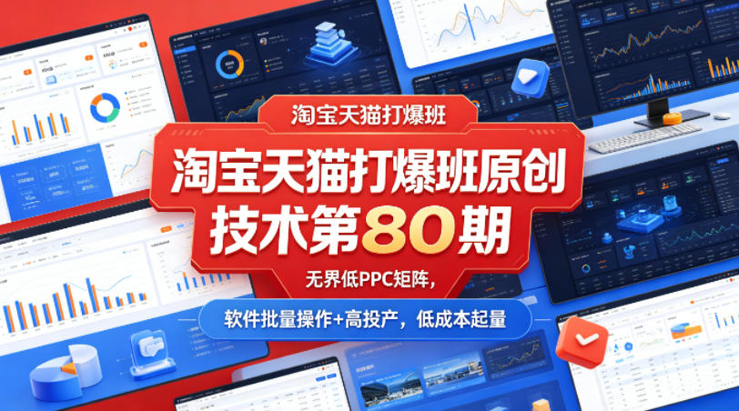 淘宝天猫打爆班原创技术第80期，无界低PPC矩阵，软件批量操作+高投产，低成本起量牛品源码-源码下载-源码社区-zblog主题插件-PHP源码-三合一源码-直播源码-短视频源码-APP源码-即时通讯-源码-交友源码牛品源码