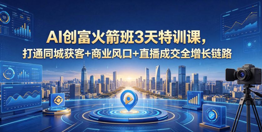 AI创富火箭班3天特训课,打通同城获客+商业风口+直播成交全增长链路,2026年4月新课牛品源码-源码下载-源码社区-zblog主题插件-PHP源码-三合一源码-直播源码-短视频源码-APP源码-即时通讯-源码-交友源码牛品源码